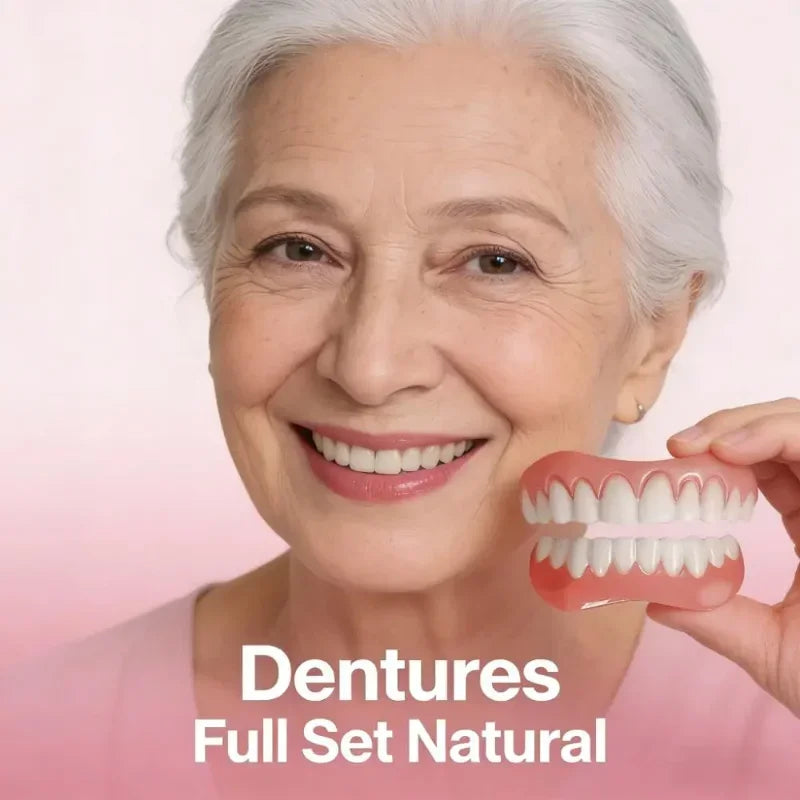 Dentures Full Set Natural Upper Lower Braces Silicone Denture Set for Men Women Instant Confident Fake Tooth Oral Hygiene Care