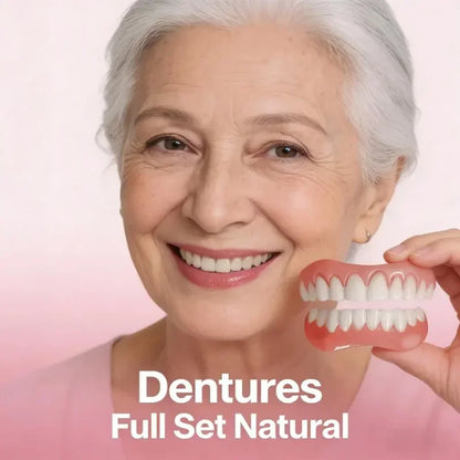 Dentures Full Set Natural Upper Lower Braces Silicone Denture Set for Men Women Instant Confident Fake Tooth Oral Hygiene Care
