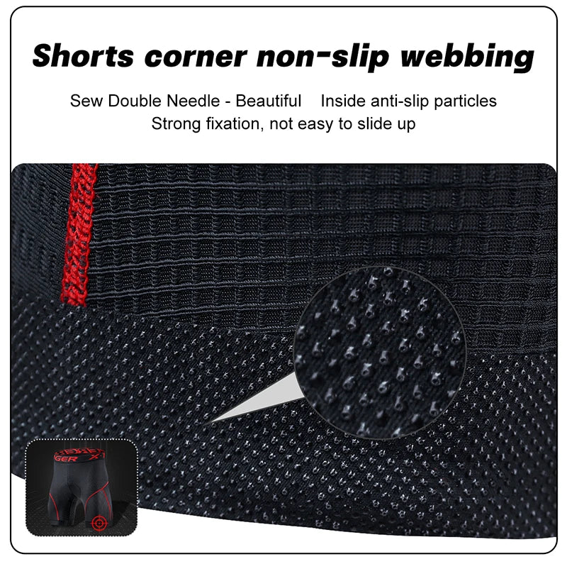 X-TIGER Men's Cycling Underwear Shorts 5D Padded Sports Riding Bike Bicycle MTB Liner Shorts with Anti-Slip Leg Grips