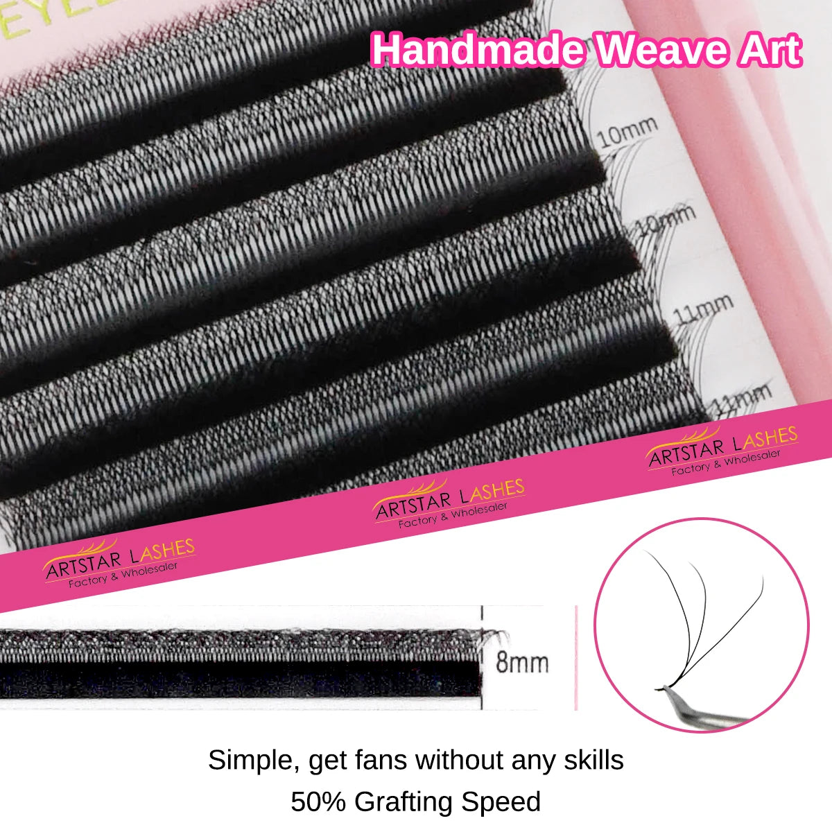 ARTSTAR W Shaped Lashes 3D 4D 5D 6D Premade Fans Eyelash Extensions C  D CC Curl W Style  Automatic Flowering Volume Eyelashes