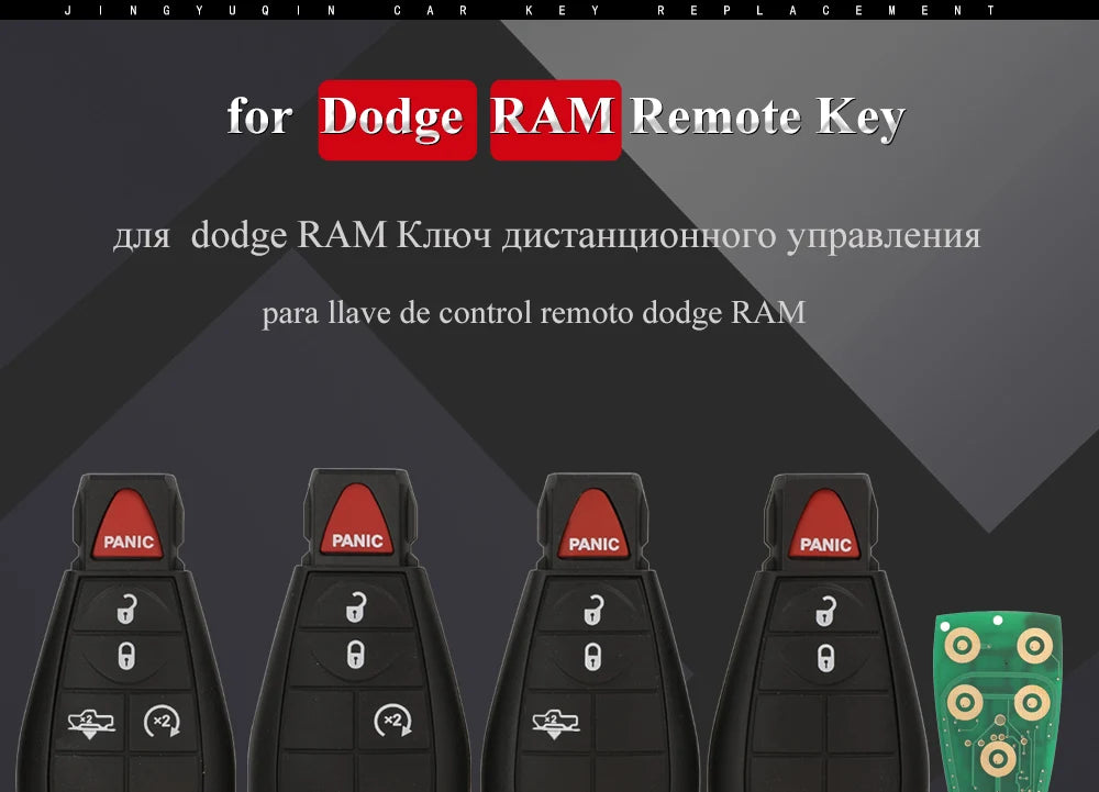 jingyuqin GQ4-53T Fobik Remote Car Key 433MHz ID46-PCF7961A Chip for Dodge RAM 1500 2500 3500 4500 2013-2018 56046953 68159655