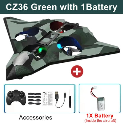 Remote Control Fighter Foam Glider Electric Stunt UAV Airplane Helicopter with LED Lights Aircraft Model RC Toy for Kids Boys