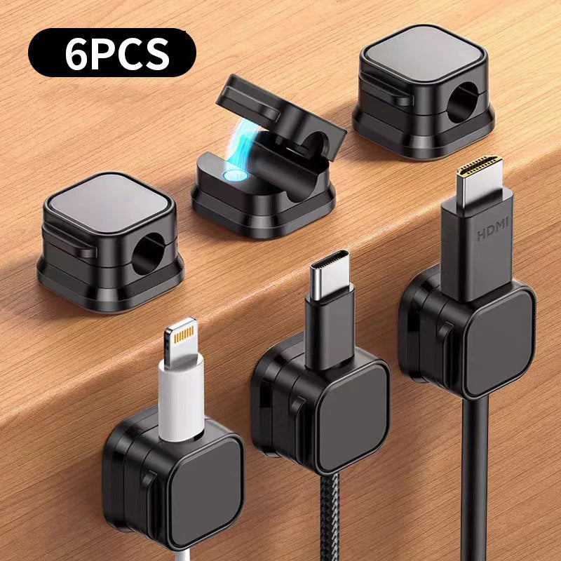 12/ 6PCS Magnetic Cable Clips Cable Smooth Adjustable Cord Holder Under Desk Cable Management Wire Keeper Cable Organizer