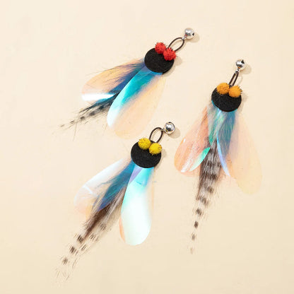 Cat Toys Feather Toy for Cats Teaser Stick Bite Resistant Butterfly Cat Toys Interactive Durable Cats Toy with Bell Pet Products