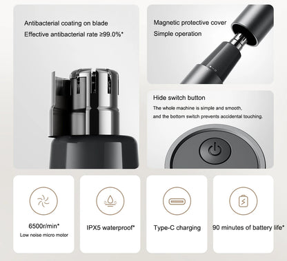 Xiaomi Mijia Electric Nose Hair Trimmer Portable Nose Ears Hair Eyebrow Trimmer  for Men Rechargeable Painless Clipper