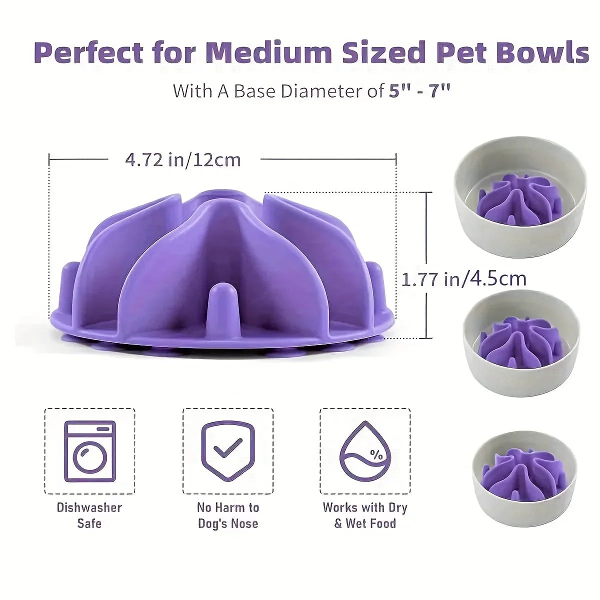 1Pc Soft Silicone Slow Feeder Puzzle Dog Bowl Insert-Stimulates Mind & Promotes Healthy Digestion Suitable for all sizes
