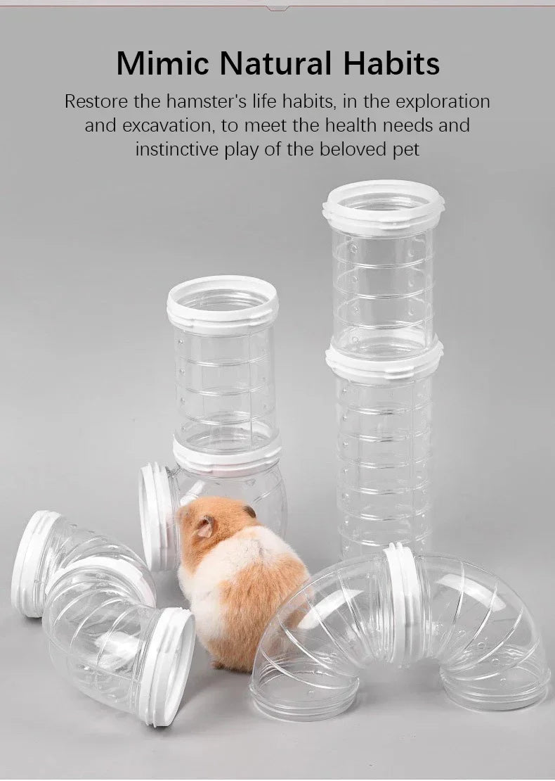 Hamster Coop External Pipelines Can Be Randomly Spliced DIY Landscape Design Pipes Hamster Cage Modification Movement Tunnel