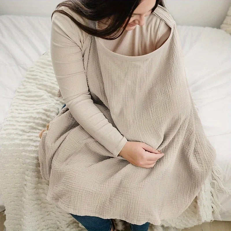 1 pc Nursing Cover Cloth - Outdoor Breastfeeding Shawl, Anti-Exposure Gauze Feeding Cover-up, Breathable Nursing Scarf for Mater