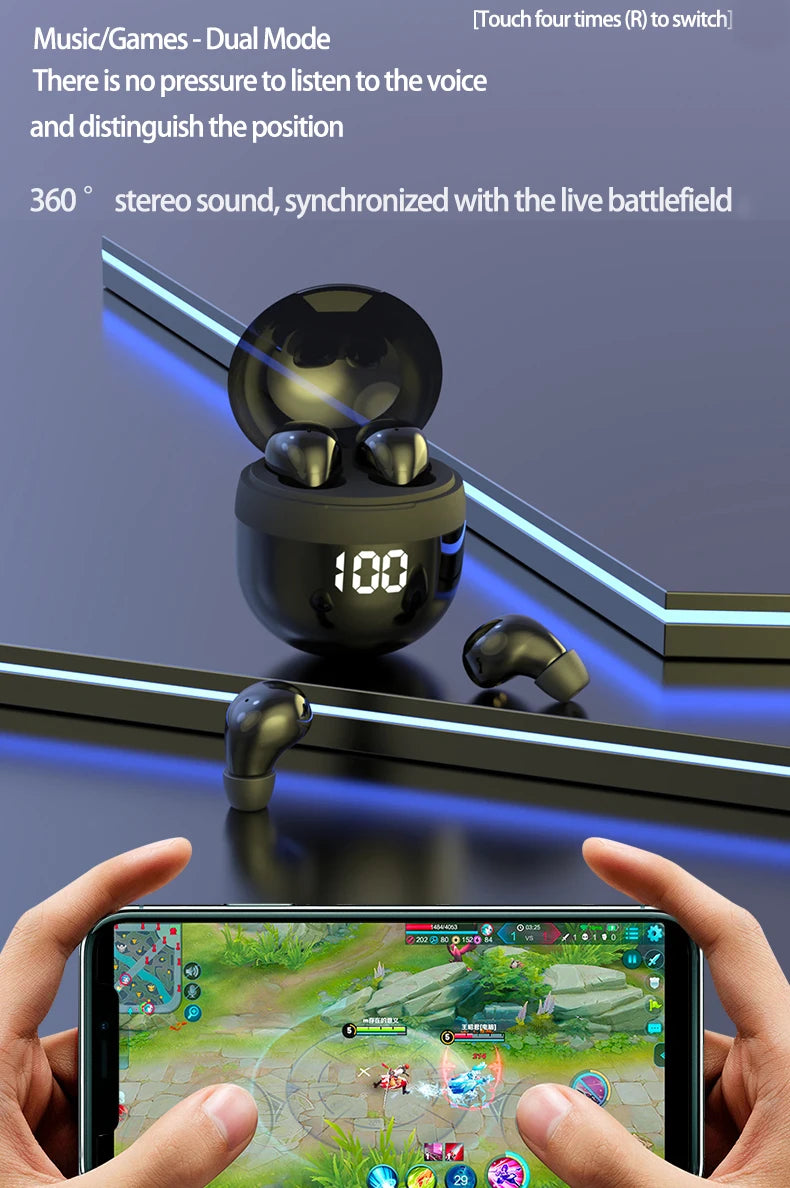 Invisible Headphones TWS Mini Earphones Wireless Bluetooth 5.3 Earbuds with Microphone Noise Reduction In-Ear Headset for Phone