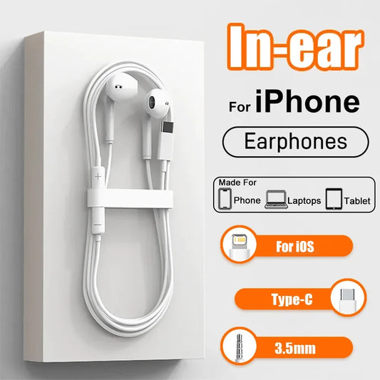 Original Headset Type C Headphones For Apple iPad iPhone 14 13 12 11 17 15 16 Pro Max Earphones Wired Earbuds Phone Accessories