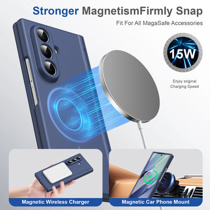 Hinge Protective Magnetic Phone Case for Samsung Galaxy Z Fold 7 6 5 4 3 5G for Magsafe Fold7 Fold6 with Screen Protector Cover
