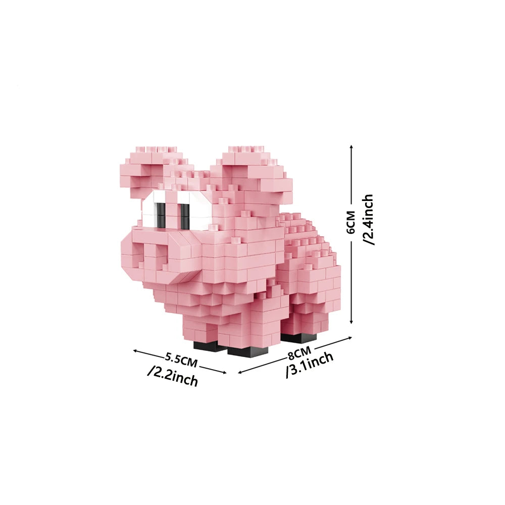 Little Yellow Duck Puzzle Assembly Building Blocks Toys Animal Series 3D Model Micro Mini Diamond Bricks Pig Panda Hamster Snail