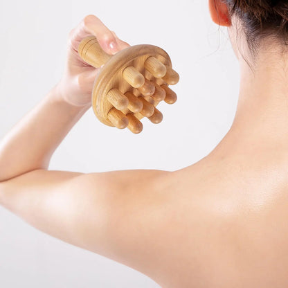 Wooden Mushroom Massager Manual Massage Tool, Wood Mushroom Massage Tools Muscle Tension Local Fat Gua Sha for Full Body Use