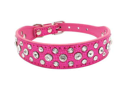 Pet collars for small dogs, pet collars, rhinestone PU collars for cats and dogs, adjustable to prevent pets from being lost