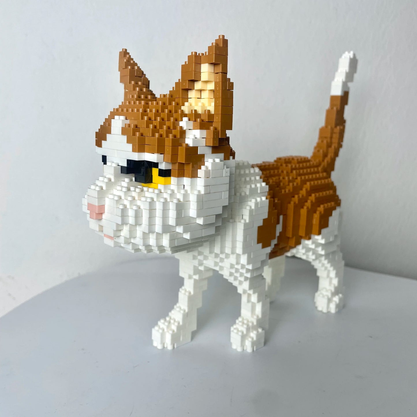 Knew Built Adorable Cat Mini Model Building Blocks 4 Expressive Faces Option in Orange and Cow Patterns for Kid Toys and Pet Fan