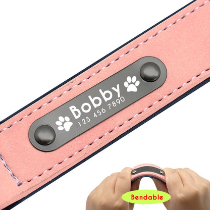 Custom Leather Dog Collar Leash Personalized Pet Collars and Leash Set Durable Leather Collar Lead for Small Medium Large Dogs