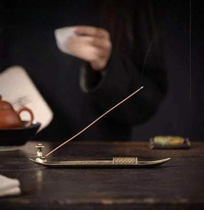Creative Incense Holder Aromatherapy Ornament Incense Holder Boat Old Men Fishing Japanese Style Incense Stick Burner Home Decor