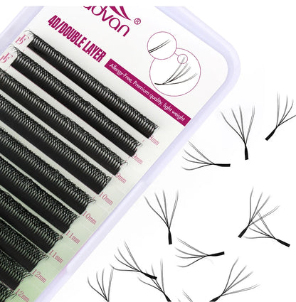 FADVAN 8D W Double Layers 4D W Shape Lashes  Extension C/D Natural Soft Volume Fan Lash 0.07 C/D Curl Premade Fax Mink Eyelashes