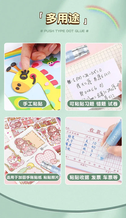 Journamm 5m*6mm Cute Dots Glue Tape DIY Scrapbooking Collage Photo Album School Stationery Double Sided Adhesive Roller Tape