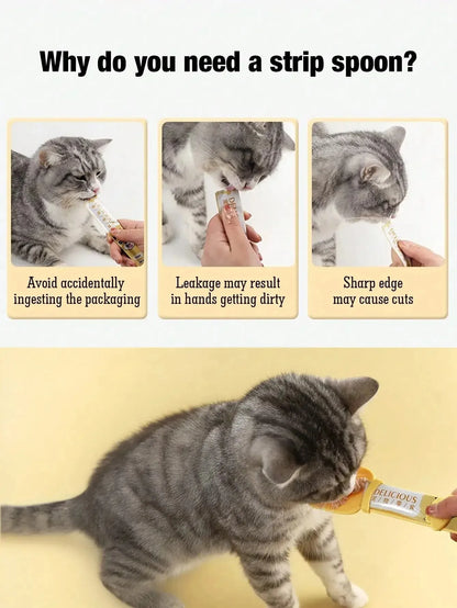 1/3PCS Cat Strip Feeder Spoon Long Handle Lickable Wet Food Feeder for Cats Pet Meat Mud Food Squeeze Dispense Spoon Pet Supplie