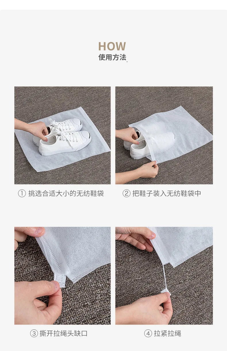 10pcs Shoes Storage Bag Closet Organizer Non-woven Travel Portable Bag Waterproof Pocket Clothing Classified Hanging Bags