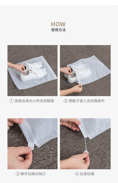 10pcs Shoes Storage Bag Closet Organizer Non-woven Travel Portable Bag Waterproof Pocket Clothing Classified Hanging Bags