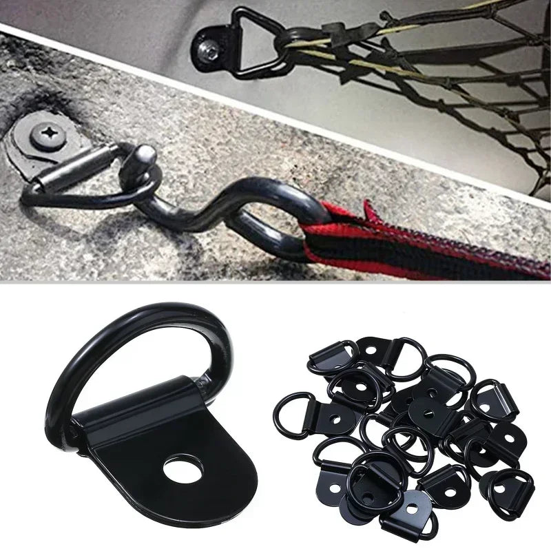 10Pcs D Rings Tie Down Anchors Ring Pull Hook Iron Lashing Ring Load Fit for For Car Truck Trailer RV Van Boat Cargo Accessories