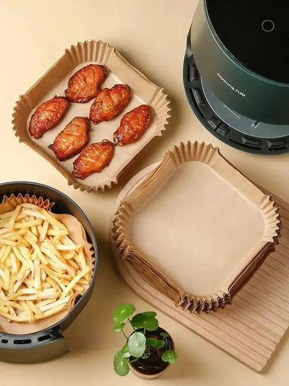 50Pcs Air Fryer Disposable Paper Non-Stick Airfryer Baking Papers Round Air-Fryer Paper Liners Paper Kitchen Accessories