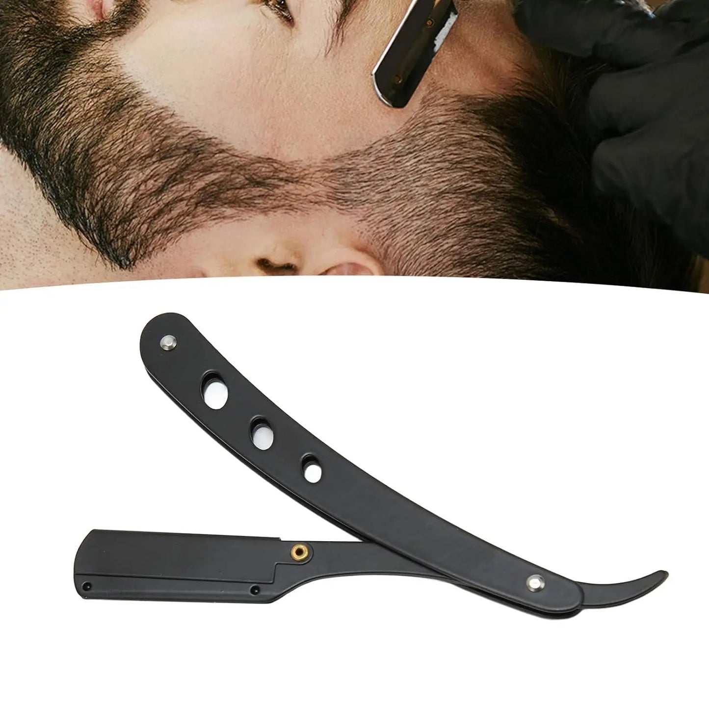 Men Shaving Barber Razor Black Classic Folding Shaving Knife Armpit Hair Pubic Hair Shaver Stainless Steel Straight Razor Holder