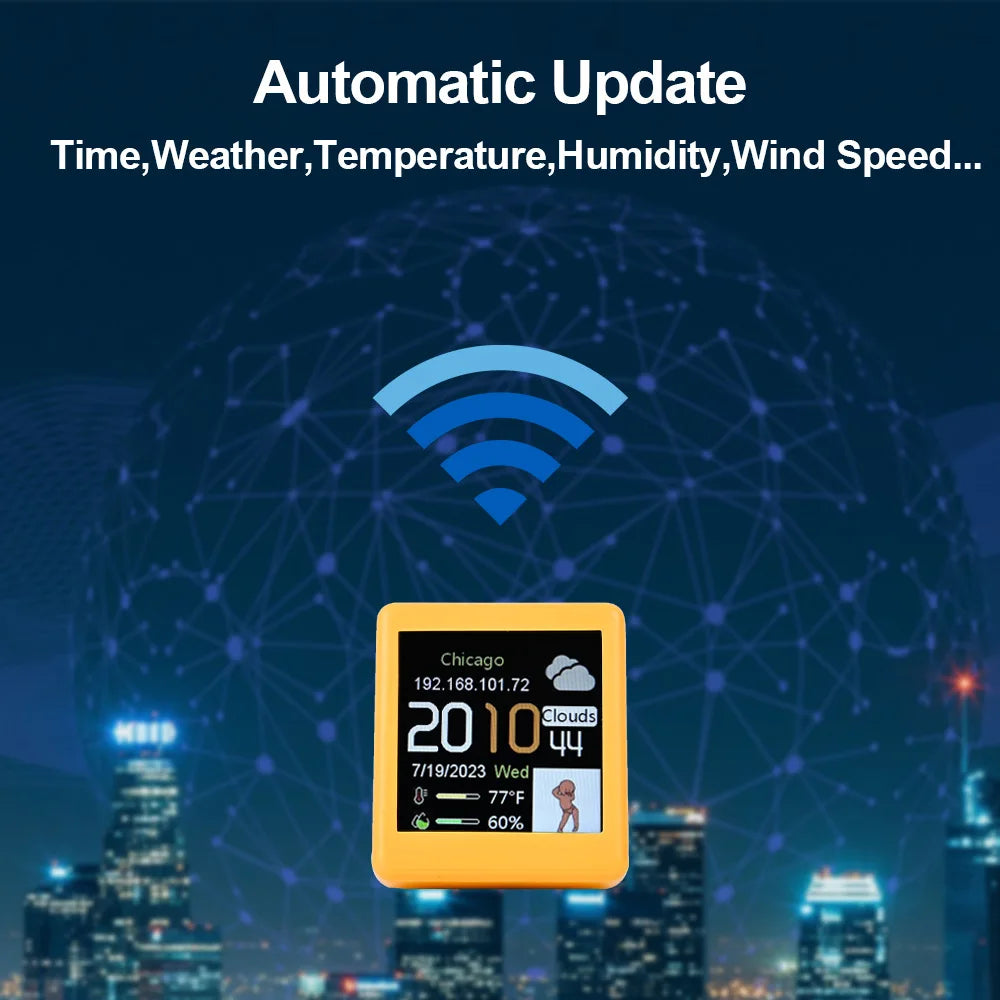 Small Portable Smart Wifi Weather Station Display Weather Temperature Humidity Time Alarm Clock Desktop Decoration