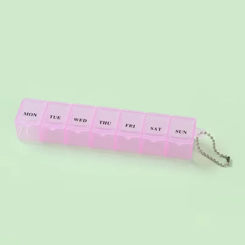 Mini Portable Transparent Medicine Box Waterproof Week-long Day-of-the-week Divider Small Pill Organizer Rectangle