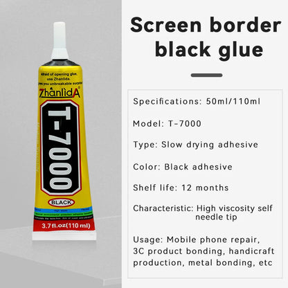 T7000 Black Contact Cellphone Tablet Repair Adhesive Zhanlida Strong T-7000 Glue 15ML 50ML 110ML with Fine Needle Outlet