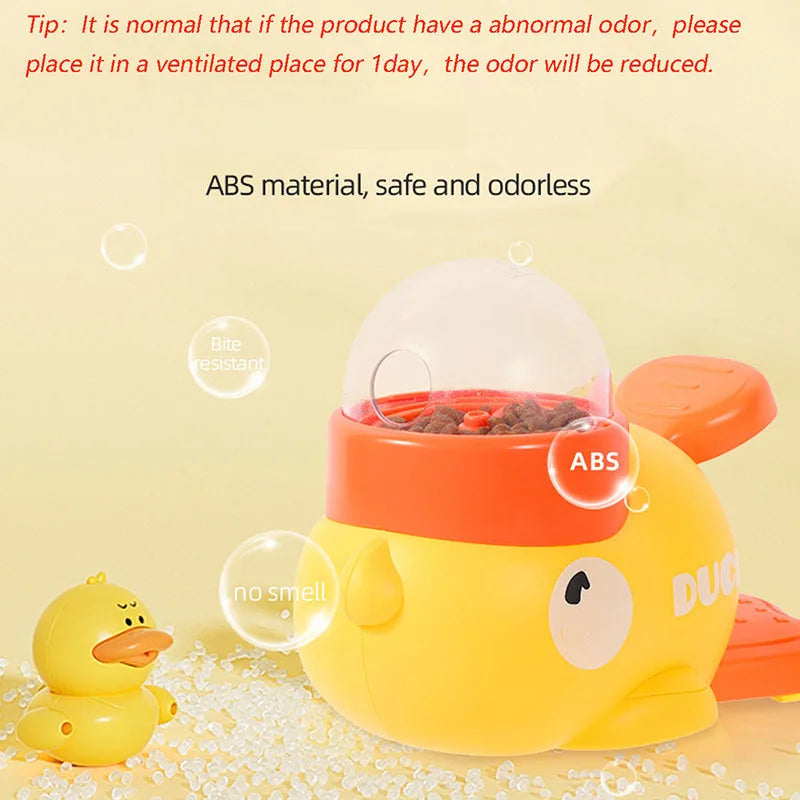 Pet cat and dog toy, little yellow duck pattern, pet intelligence, self-entertainment, food transmitter, leaky food toy