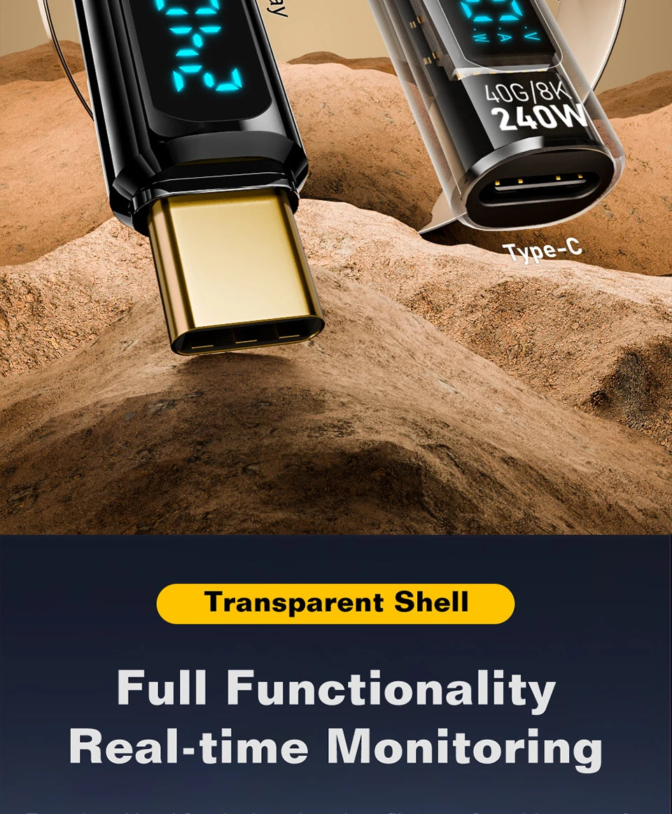 40Gbps USB4 Type C Adapter Digital Display USB 4 80Gbps Thunderbolt 4/5/3 Cable Connector USB-C to USB-C OTG 240W 8K for Laptop