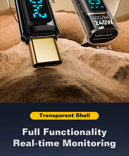 40Gbps USB4 Type C Adapter Digital Display USB 4 80Gbps Thunderbolt 4/5/3 Cable Connector USB-C to USB-C OTG 240W 8K for Laptop