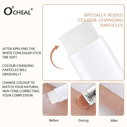 O'CHEAL Temperature Changing Foundation Stick Facial Coverage Blemishes Pores Double-Headed Face Matte Makeup Foundation Cream