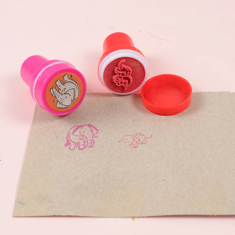 20pcs Assorted Stamps for Self-ink Stamps Toy anima Smiley Face Seal Scrapbooking DIY Painting Photo Album Decor ﻿