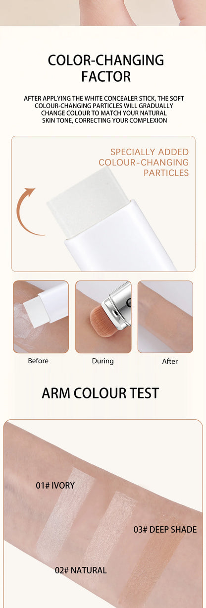 O'CHEAL Temperature Changing Foundation Stick Facial Coverage Blemishes Pores Double-Headed Face Matte Makeup Foundation Cream