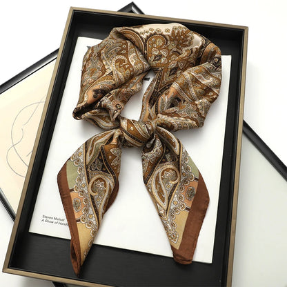 2025 New Fashion Luxury Printed Square Shawl Women 70x70cm Pashmina Silk Scarf Neck Headband Bandana