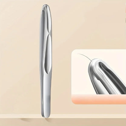 Stainless Steel Eyebrow Clips for Precision Beard and Mustache Trimming - Gentle on Light Beige, Round Head Tweezers with Design