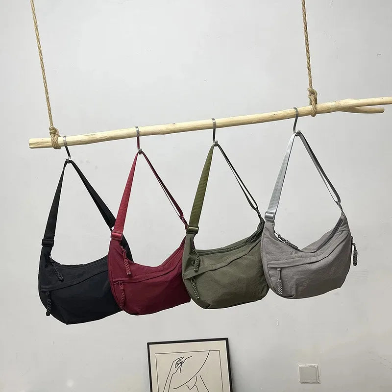 Solid color trendy shoulder bag, personalized multifunctional canvas bag, daily minimalist dumpling bag