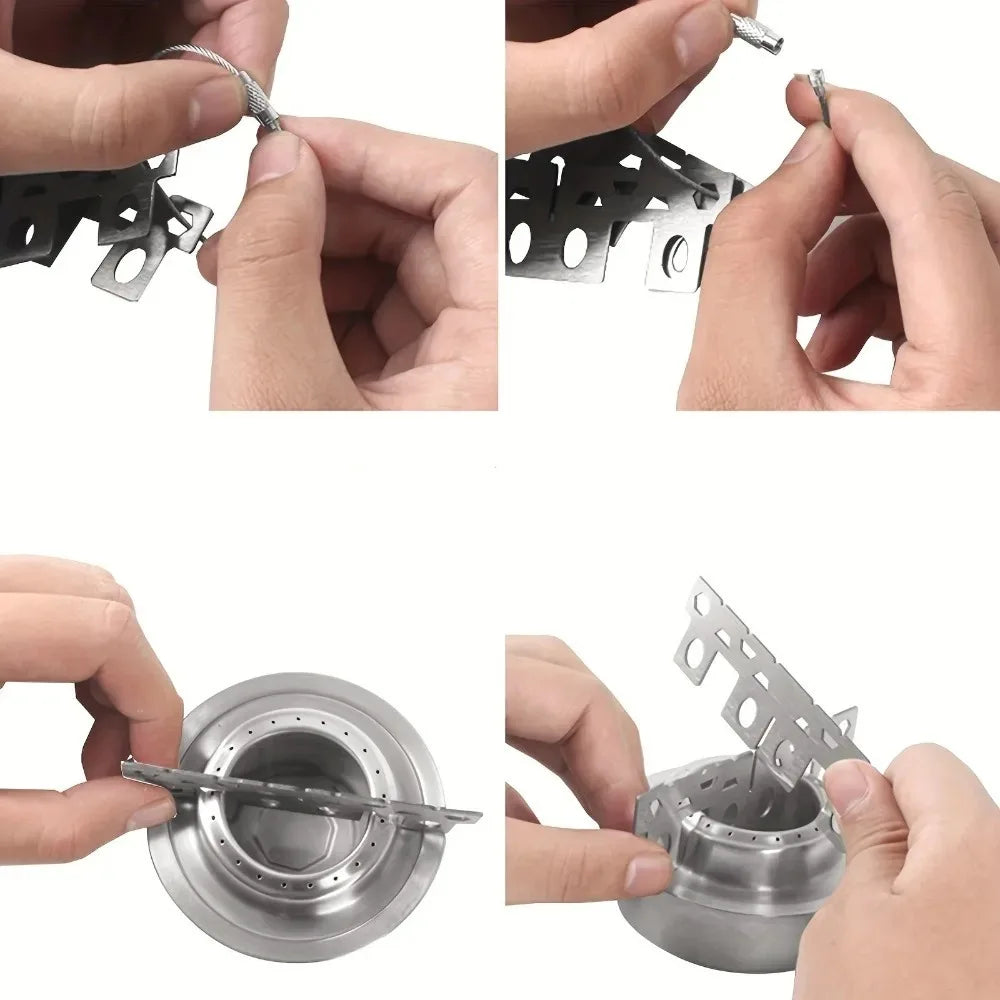Portable Mini Aluminum Alloy Alcohol Camping Stove with Lid for Outdoor Hiking and Backpacking