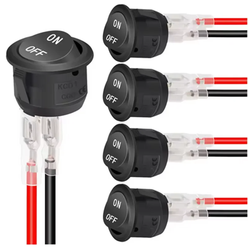 12V Round Rocker Switch AC 6A/250V 10A/125V SPST 2 Pin 2 Position On/Off Toggle Switch for Car Boat Automotive RV Black