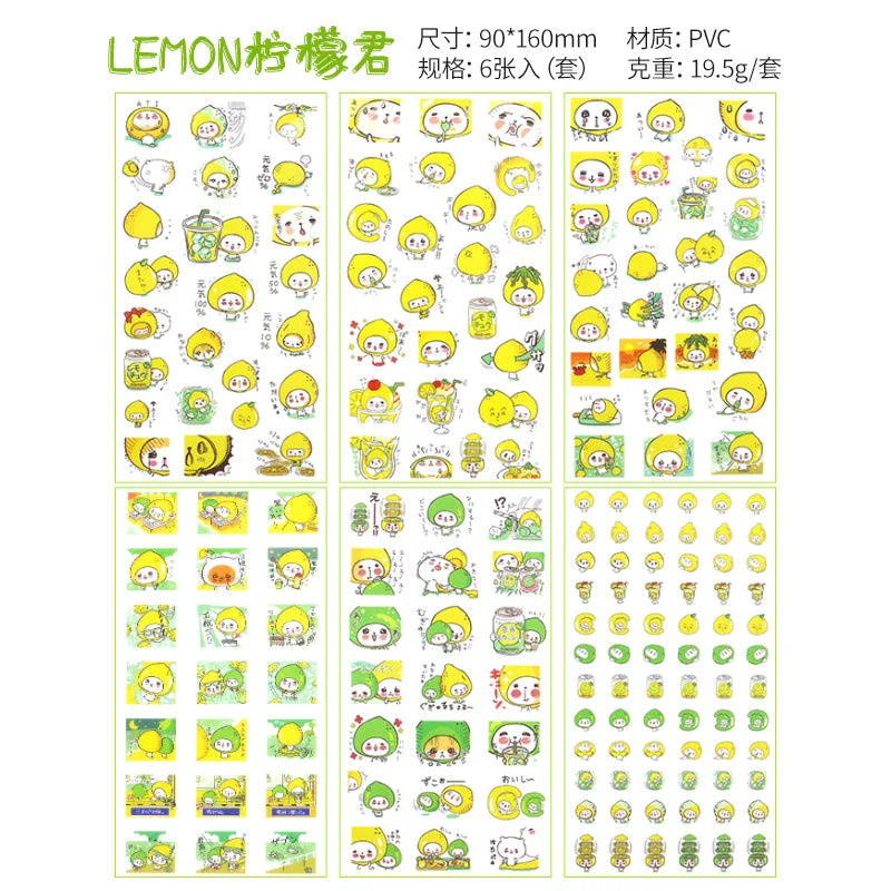 6Pieces/Set Transparent Pvc Waterproof Cartoon Sticker DIY Hand Account Decorative Stickers Kawaii Phone Cup Stickers