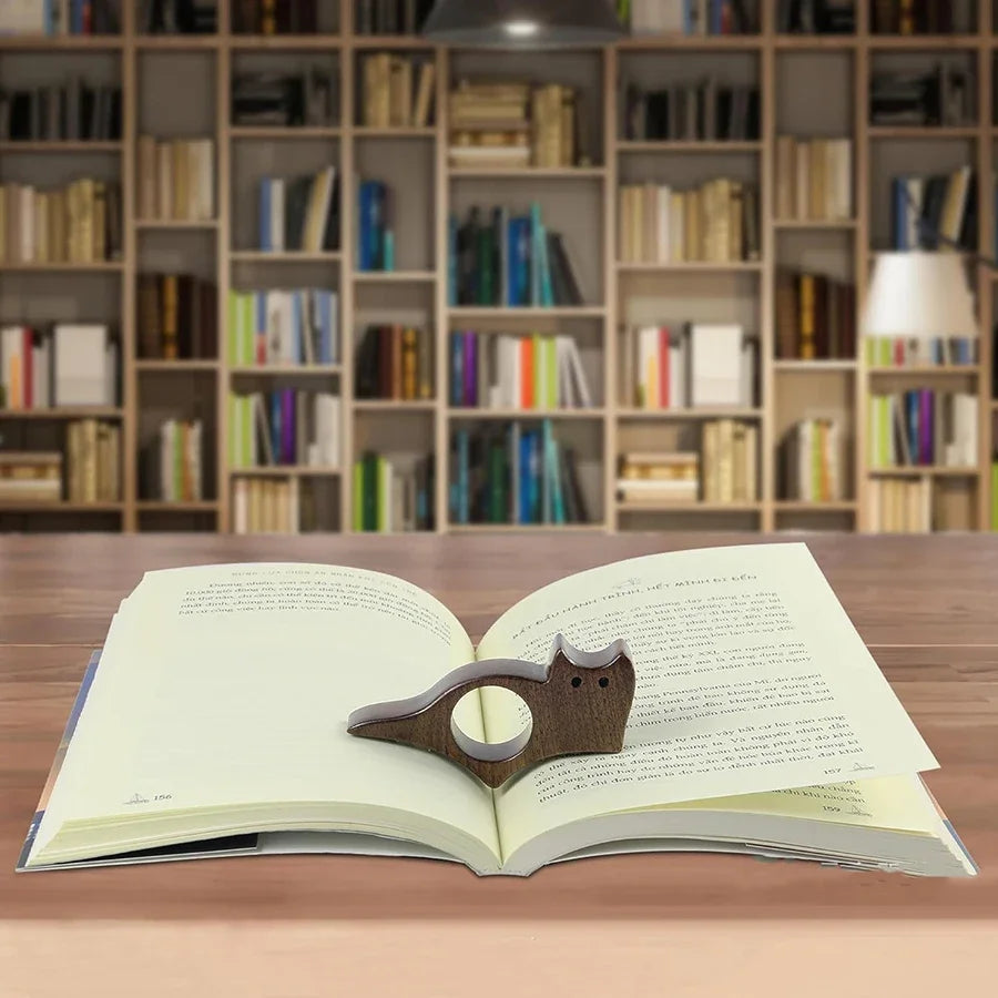 Wooden Pet Cat Dog Reading Bookmark Bookmarks Rings School Supplies Student Pages Guide Marker Marking Sign Book Page Holder