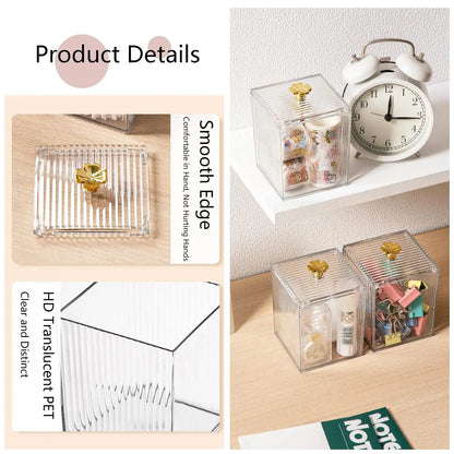 Qtip Holder Dispenser  Clear Bathroom Organizer Jar  Swab/Pad/Ball Holder Container Cosmetics Storage Boxes for Vanity