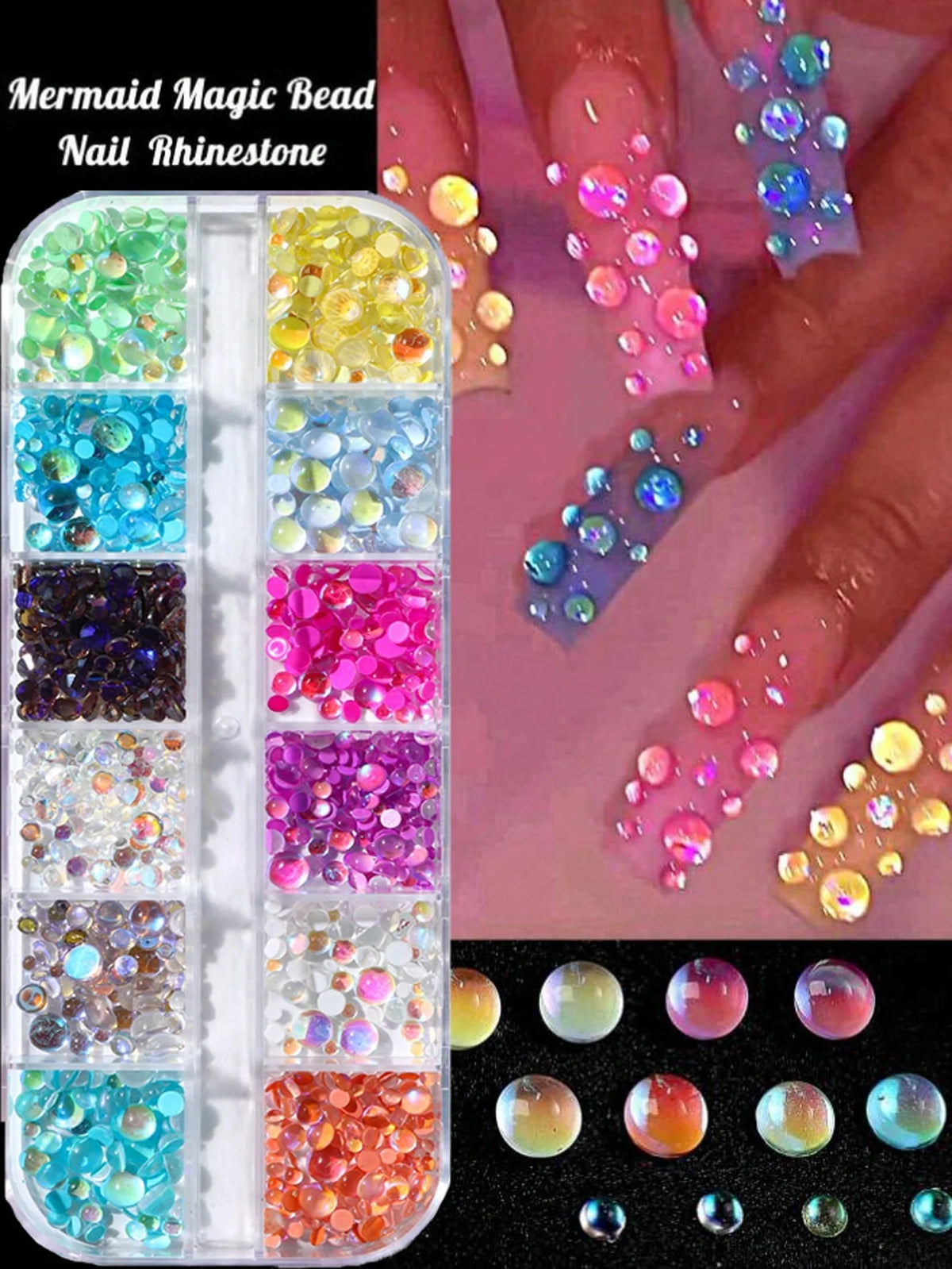 12Grids Mixed Mini Christmas Gems Nail Charms 2mm Luxury Crystal Nail Glitter Rhinestone Red/Green Flatback Christmas Nail Parts