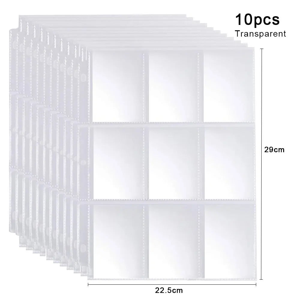 A4 Clear 10 Pcs Photo Album Refill Pages File Protector 4/11 Holes 6×4 8×10 4/11 Ring Binder Photocards Postcard Card Notebook