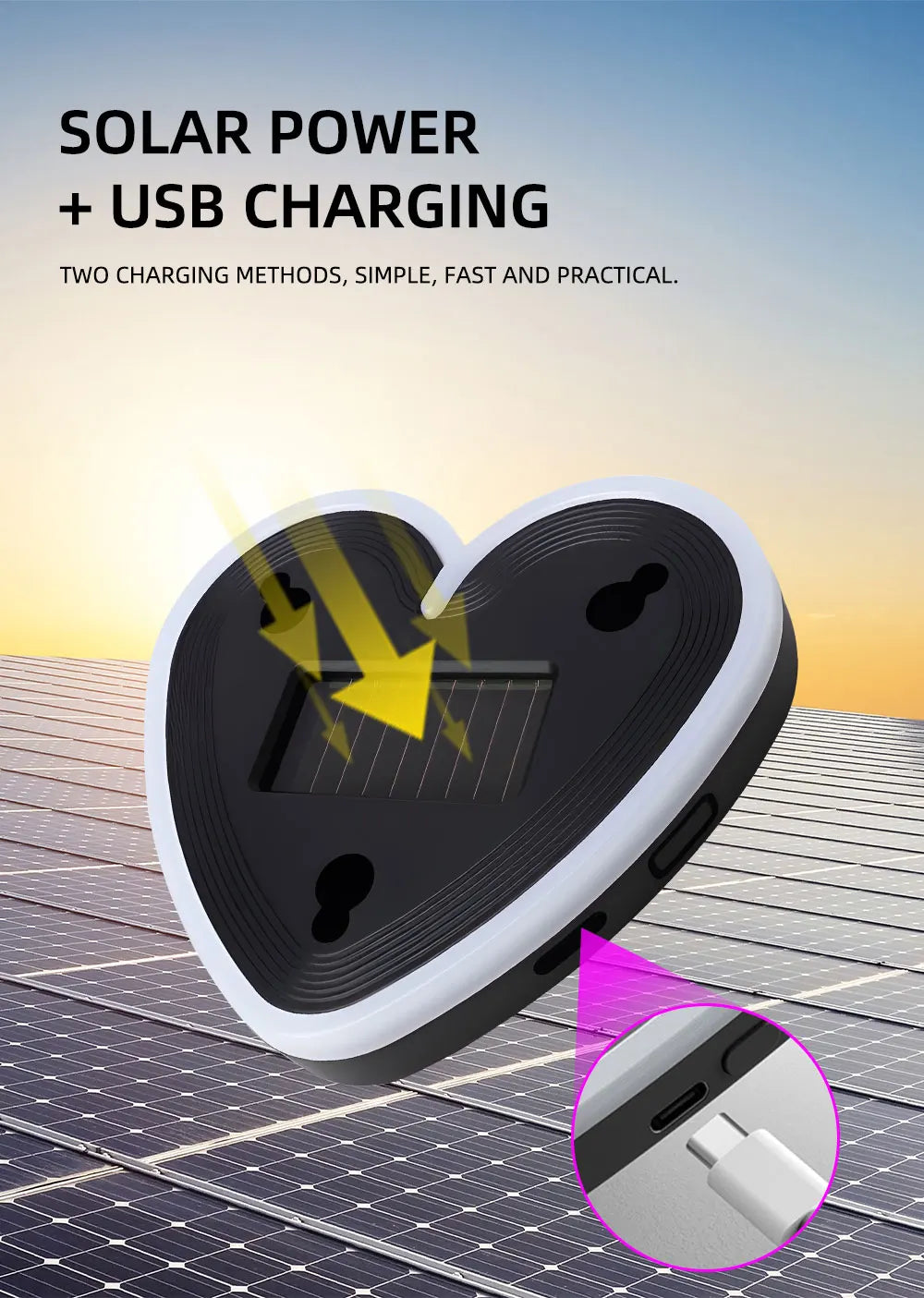Universal Solar Atmosphere Light Heart-shaped Dynamic Gradient LED Fit Car Interior Ambient Light Decoration Accessory RGB