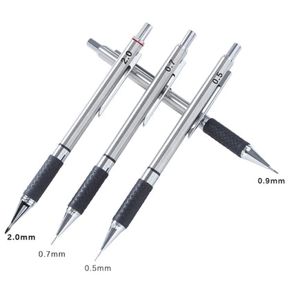 Metal Mechanical Pencil Set with Pencil Grip Leads Art Drawing Student Office Supplies 0.5/0.7/0.9/2.0mm Automatic Pencil